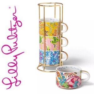 Lilly Pulitzer Colorful Mug Set with Stand